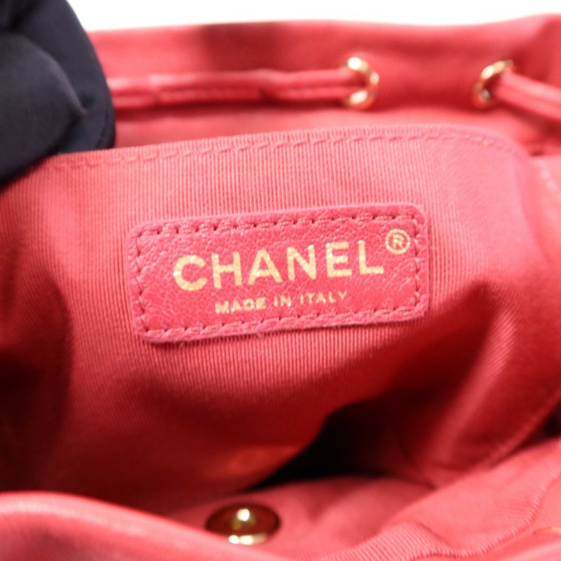 CHANEL 羊皮皮革Backpack金扣鏈帶背包-6