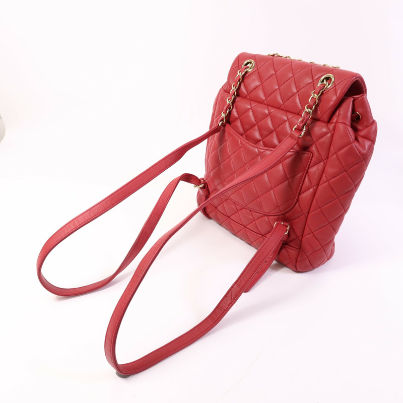 CHANEL 羊皮皮革Backpack金扣鏈帶背包-8