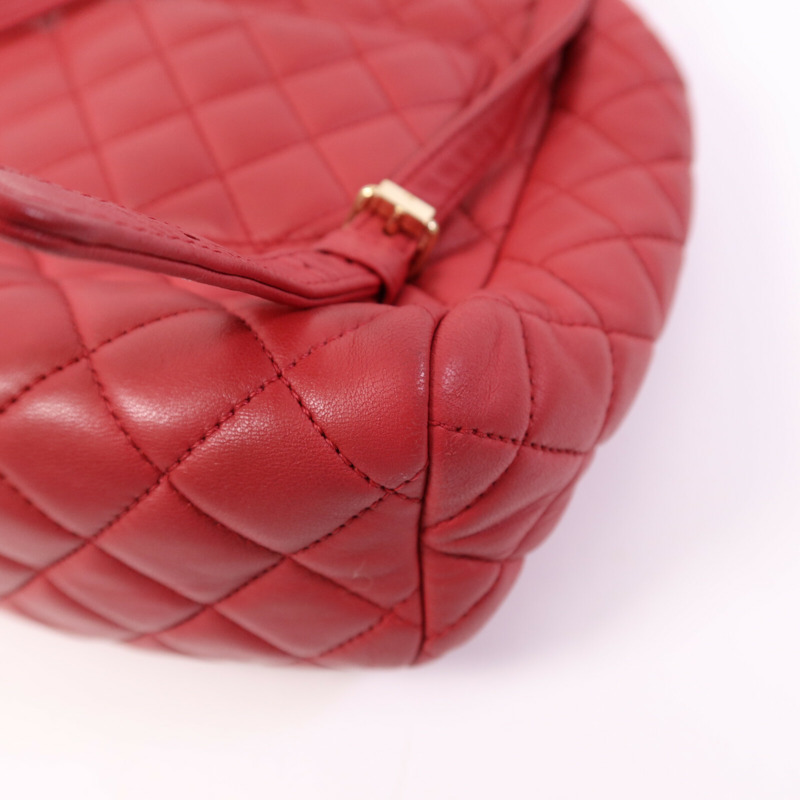 CHANEL 羊皮皮革Backpack金扣鏈帶背包-12