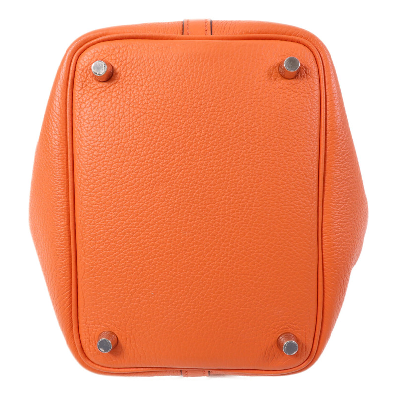 HERMES Clemence皮革Picotin PM銀扣手挽袋Capucine-3