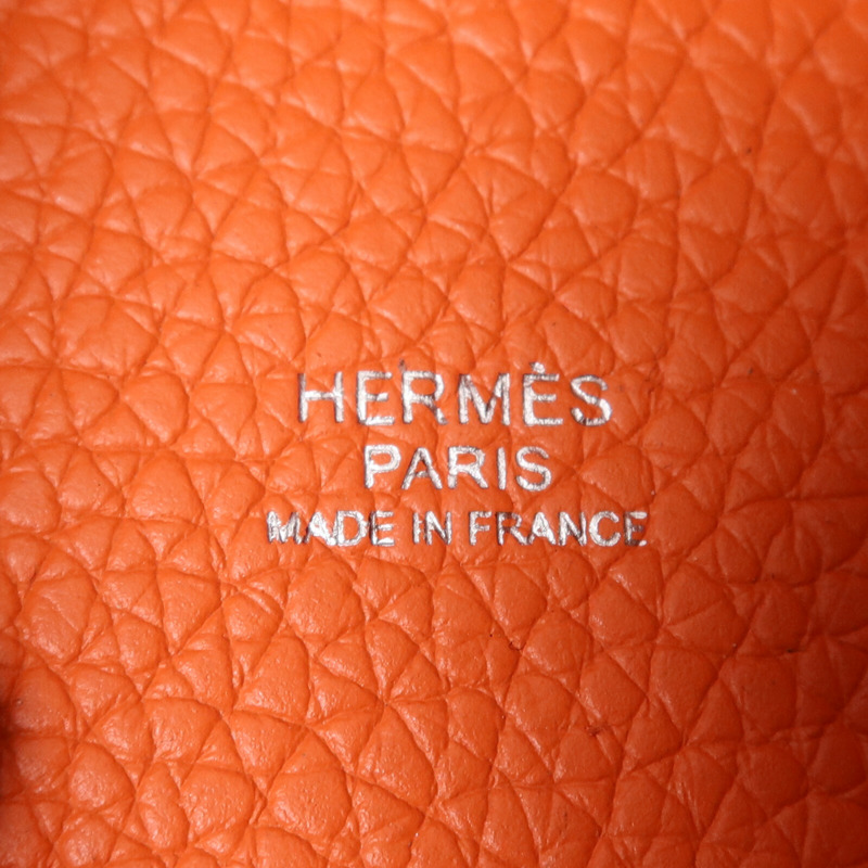 HERMES Clemence皮革Picotin PM銀扣手挽袋Capucine-5