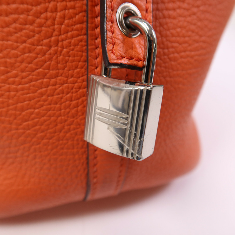 HERMES Clemence皮革Picotin PM銀扣手挽袋Capucine-6