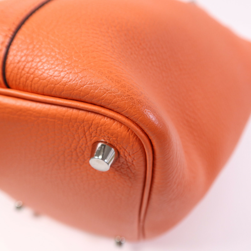 HERMES Clemence皮革Picotin PM銀扣手挽袋Capucine-9
