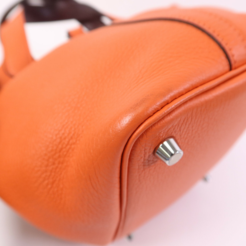 HERMES Clemence皮革Picotin PM銀扣手挽袋Capucine-12