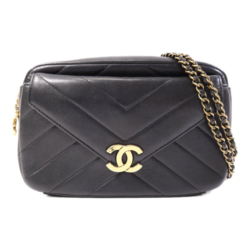 CHANEL 牛皮皮革Chain Shoulder Bag金扣鏈帶肩背袋-0
