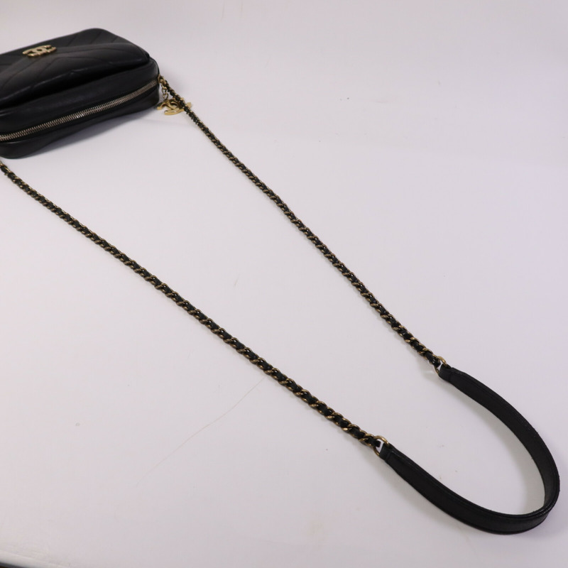 CHANEL 牛皮皮革Chain Shoulder Bag金扣鏈帶肩背袋-9