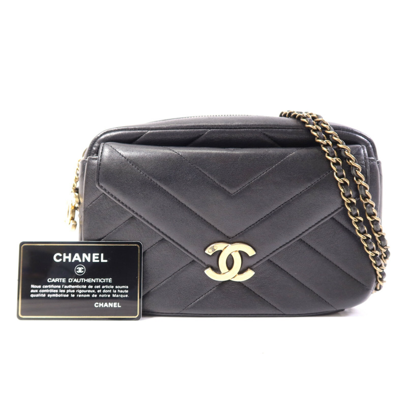 CHANEL 牛皮皮革Chain Shoulder Bag金扣鏈帶肩背袋-10