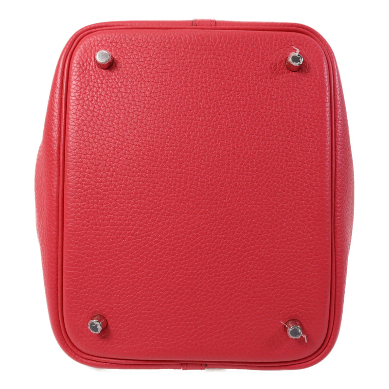 HERMES Clemence皮革Picotin MM銀扣手挽袋Rose Extreme-3