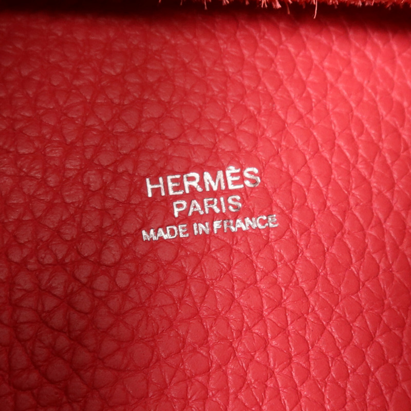 HERMES Clemence皮革Picotin MM銀扣手挽袋Rose Extreme-5