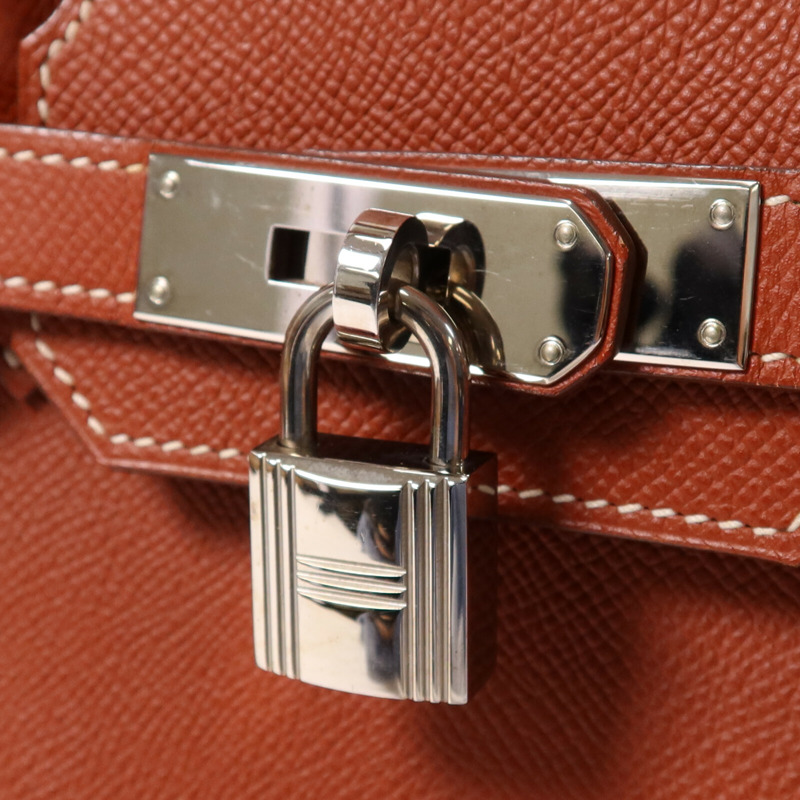 HERMES Epsom皮革Birkin 30銀扣手挽袋Brique-6