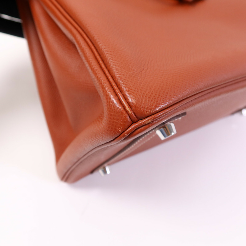 HERMES Epsom皮革Birkin 30銀扣手挽袋Brique-10