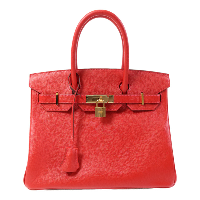 HERMES Epsom皮革Birkin 30金扣手挽袋Rouge Casaque-0