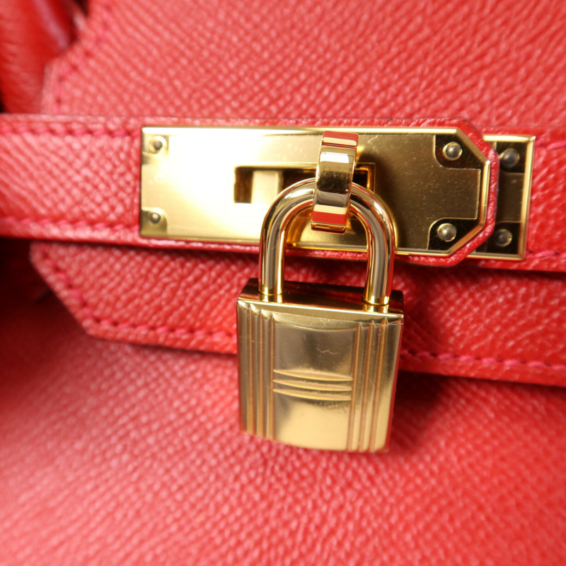HERMES Epsom皮革Birkin 30金扣手挽袋Rouge Casaque-6