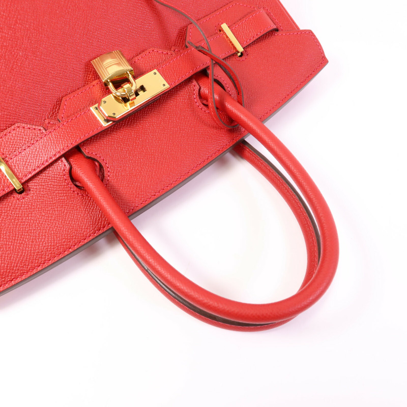 HERMES Epsom皮革Birkin 30金扣手挽袋Rouge Casaque-8