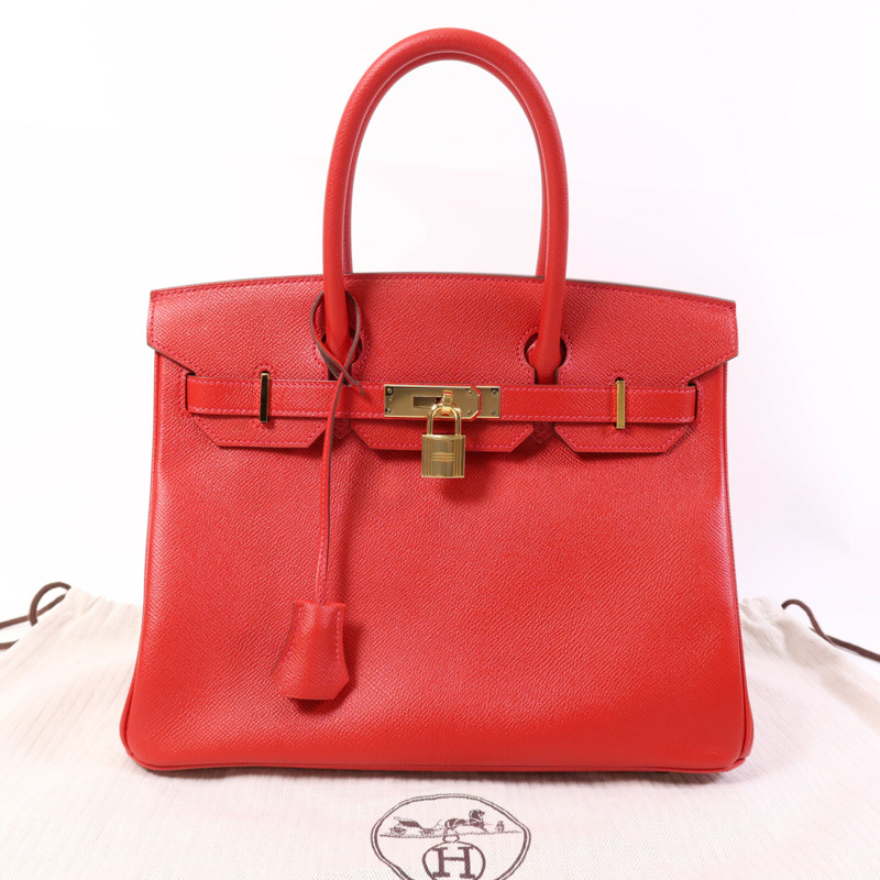 HERMES Epsom皮革Birkin 30金扣手挽袋Rouge Casaque-9