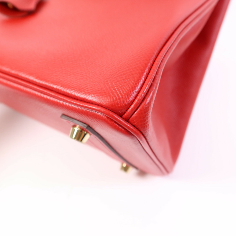 HERMES Epsom皮革Birkin 30金扣手挽袋Rouge Casaque-10