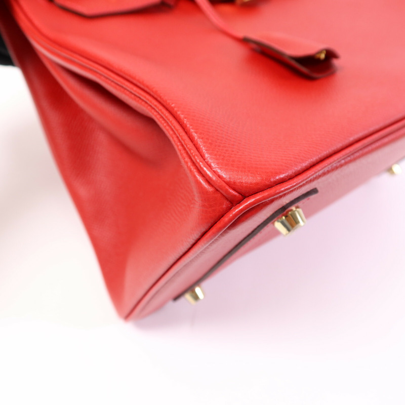 HERMES Epsom皮革Birkin 30金扣手挽袋Rouge Casaque-11