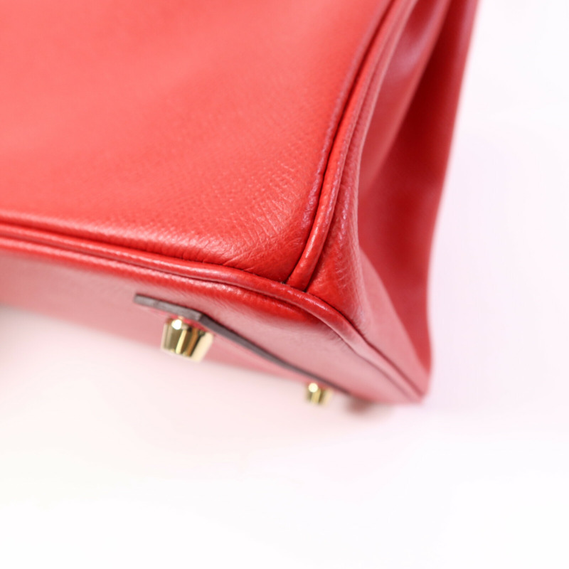 HERMES Epsom皮革Birkin 30金扣手挽袋Rouge Casaque-12