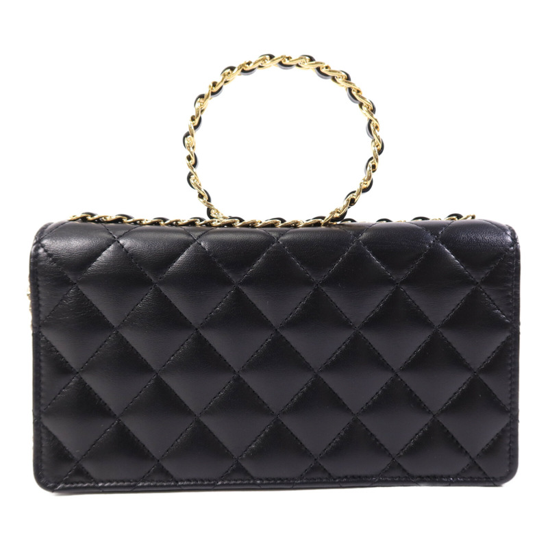 CHANEL 羊皮皮革WOC Wallet On Chain Handle金扣鏈帶手挽肩背兩用袋-1