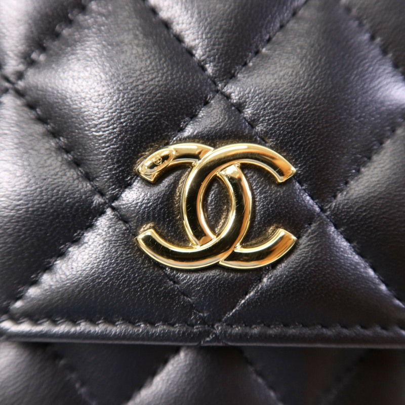 CHANEL 羊皮皮革WOC Wallet On Chain Handle金扣鏈帶手挽肩背兩用袋-6