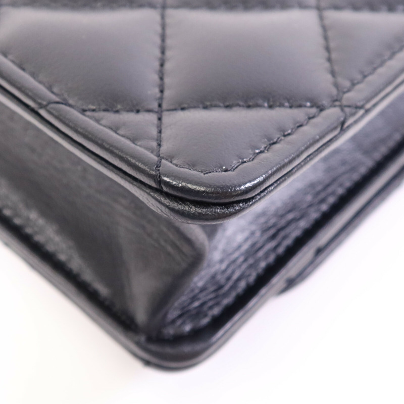 CHANEL 羊皮皮革WOC Wallet On Chain Handle金扣鏈帶手挽肩背兩用袋-11