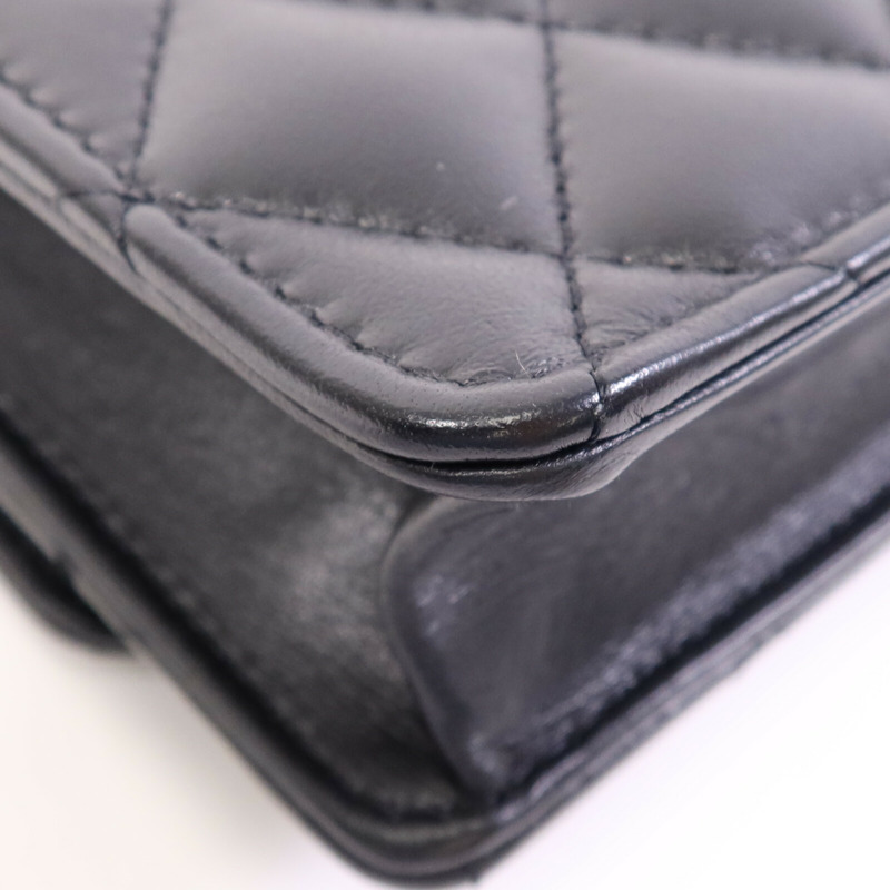 CHANEL 羊皮皮革WOC Wallet On Chain Handle金扣鏈帶手挽肩背兩用袋-12