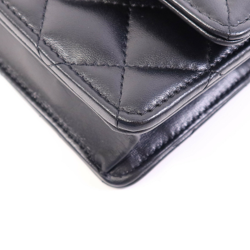 CHANEL 羊皮皮革WOC Wallet On Chain Handle金扣鏈帶手挽肩背兩用袋-13