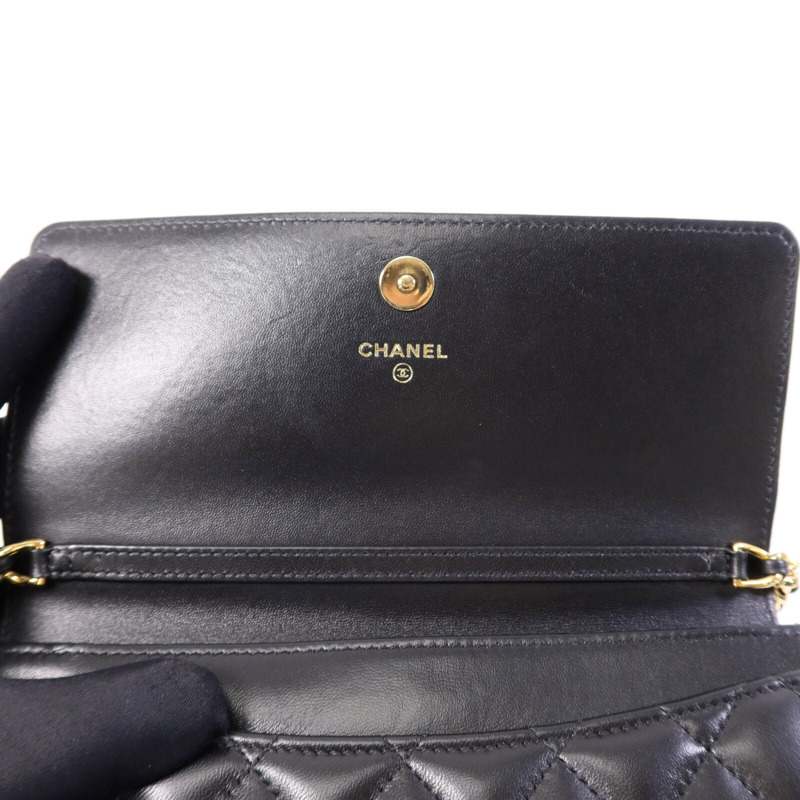 CHANEL 羊皮皮革WOC Wallet On Chain Handle金扣鏈帶手挽肩背兩用袋-14