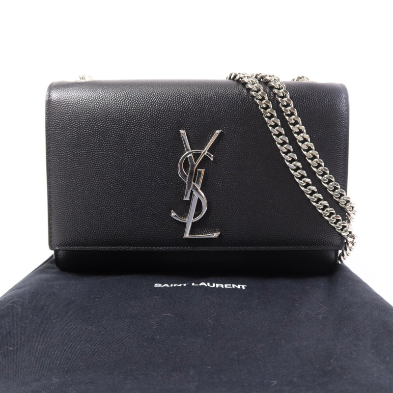 YVES SAINT LAURENT 牛皮皮革Kate銀扣鏈帶肩背袋-9