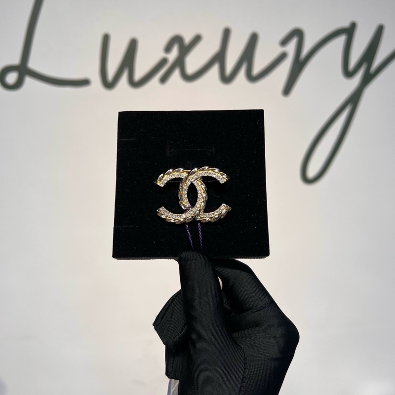 CHANEL 23B 麥穗雙C滿鑽胸針-0