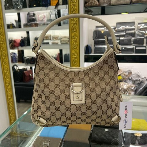 東區正精品㊣Gucci 130738 白色緹花布三環包手提包肩背包 RZ4997