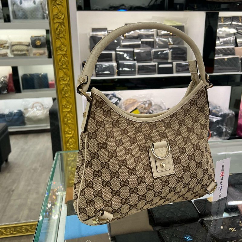 東區正精品㊣Gucci 130738 白色緹花布三環包手提包肩背包 RZ4997-1