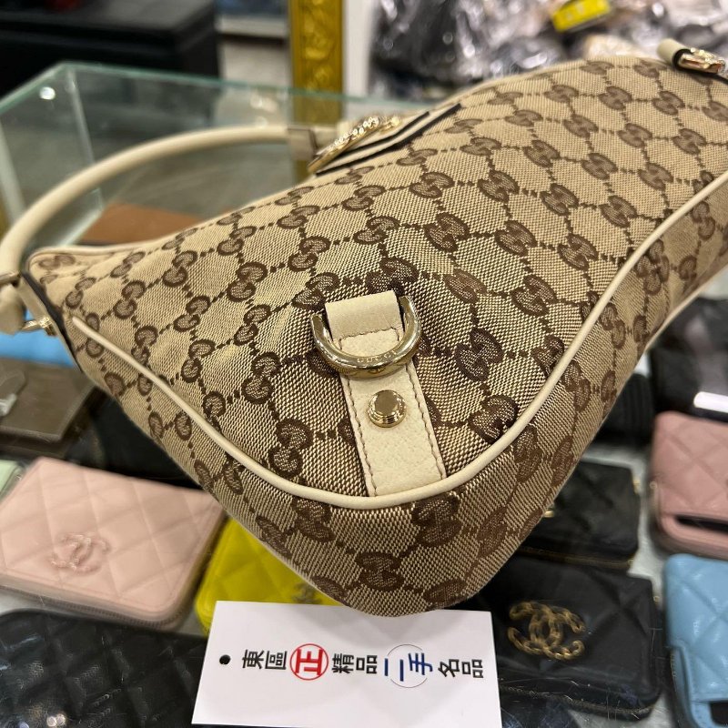 東區正精品㊣Gucci 130738 白色緹花布三環包手提包肩背包 RZ4997-6