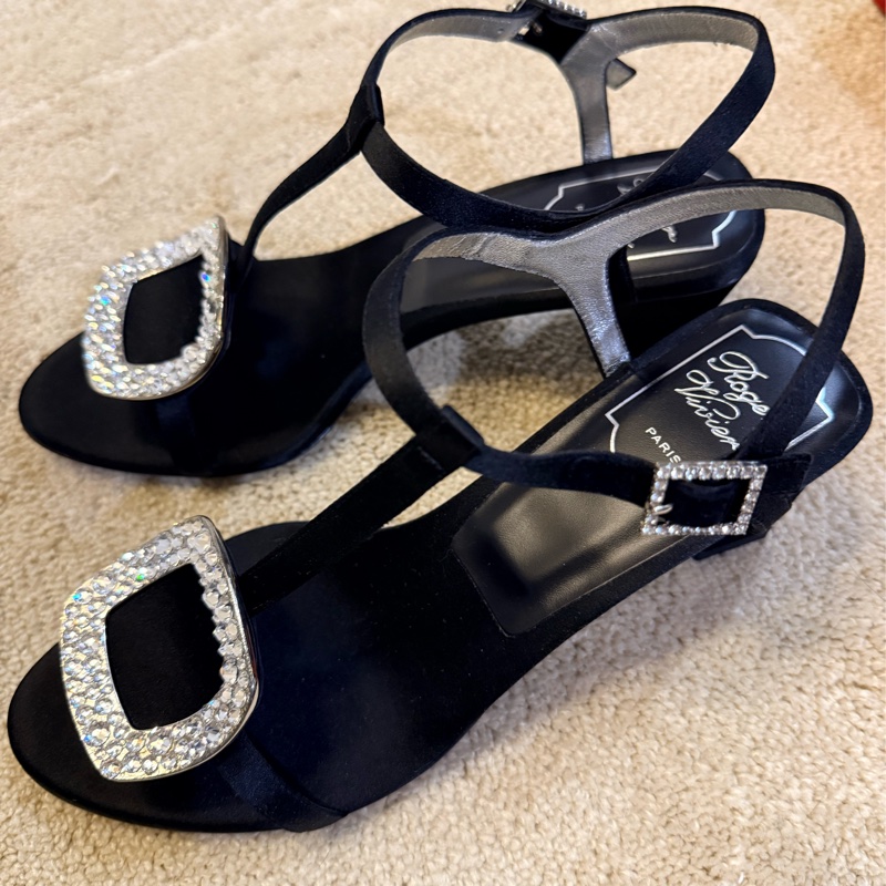 Roger Vivier 36.5 黑色絲綢 銀包皮革 跟4.5cm-1