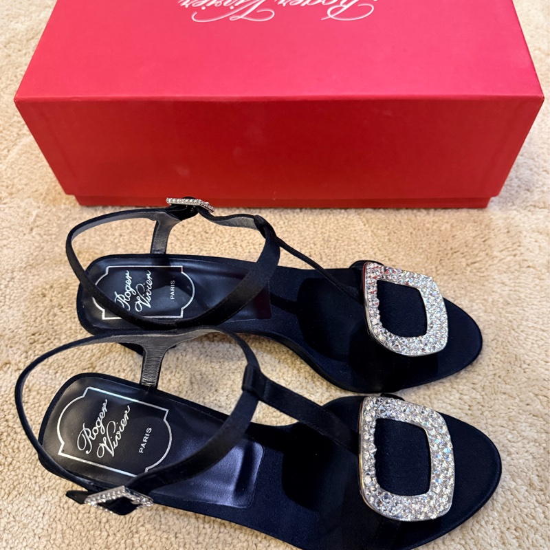 Roger Vivier 36.5 黑色絲綢 銀包皮革 跟4.5cm-4