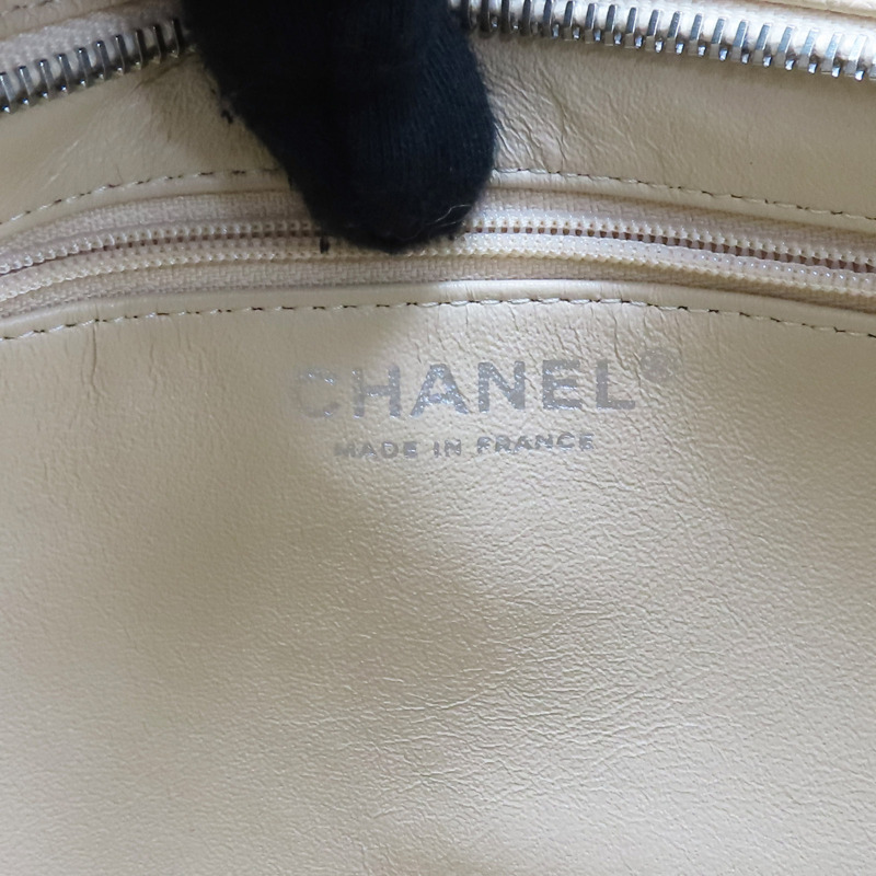 米色 荔枝紋牛皮 手提包 銀扣【CHANEL 香奈兒】 A01804-7