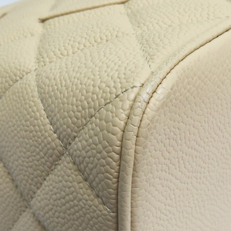 米色 荔枝紋牛皮 手提包 銀扣【CHANEL 香奈兒】 A01804-11