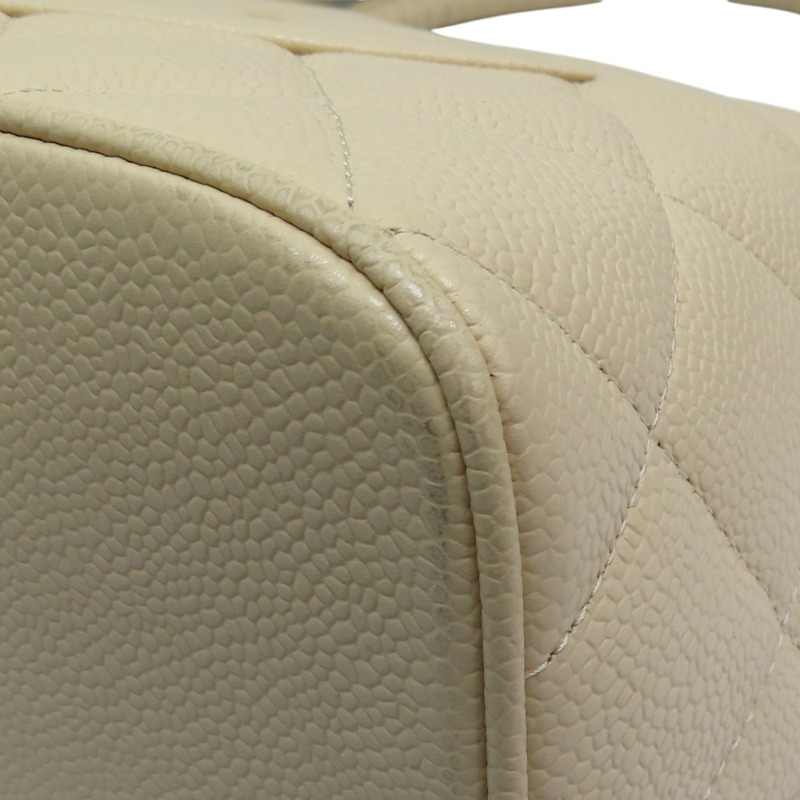 米色 荔枝紋牛皮 手提包 銀扣【CHANEL 香奈兒】 A01804-12