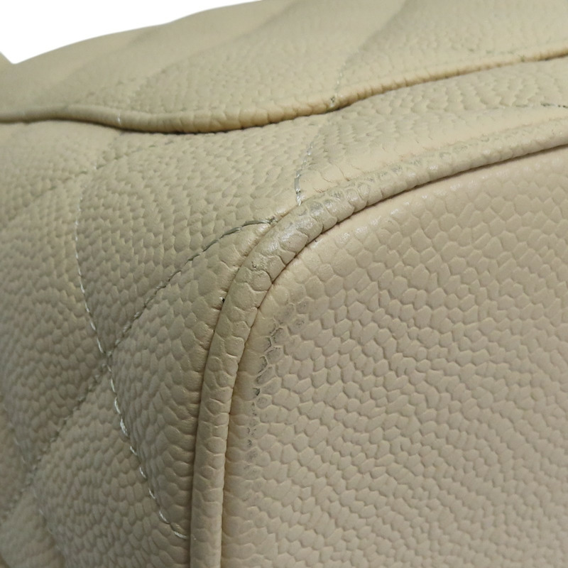 米色 荔枝紋牛皮 手提包 銀扣【CHANEL 香奈兒】 A01804-13