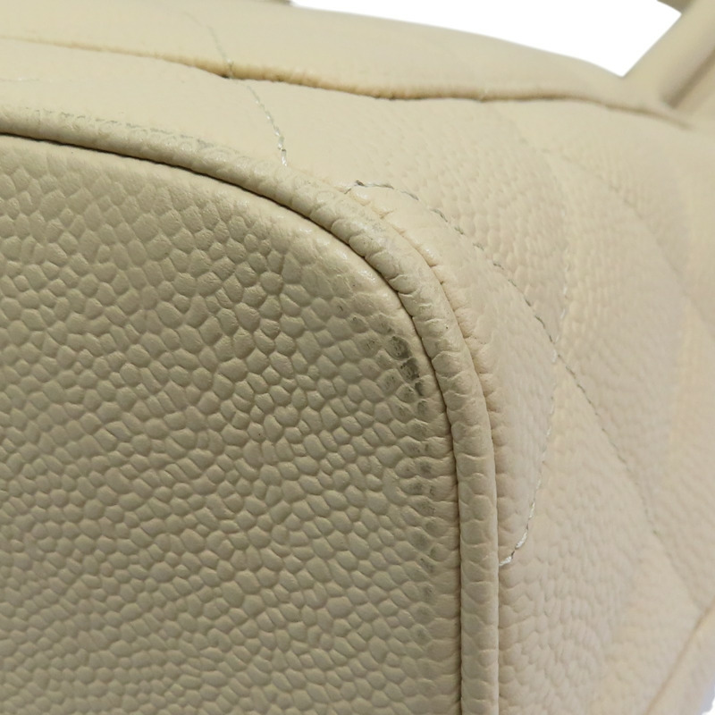 米色 荔枝紋牛皮 手提包 銀扣【CHANEL 香奈兒】 A01804-14