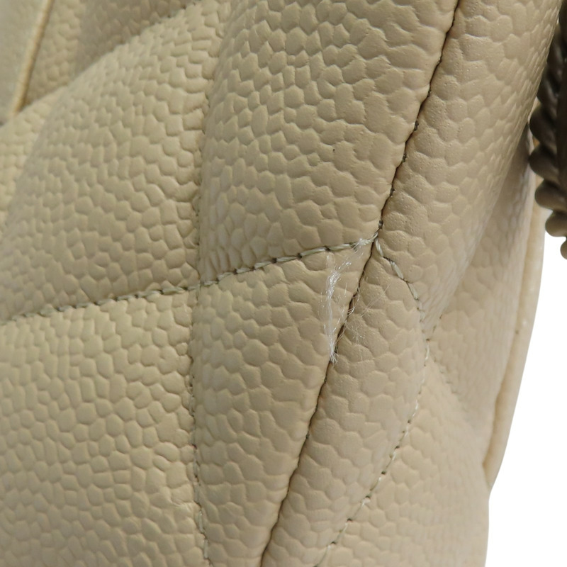 米色 荔枝紋牛皮 手提包 銀扣【CHANEL 香奈兒】 A01804-15