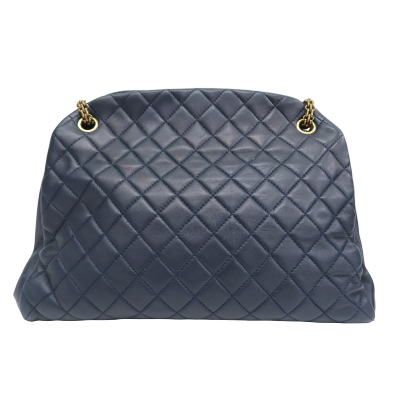 藍色 羊皮 JUST MADEMOISELLE 保齡球包 肩背包 金釦【CHANEL 香奈兒】 A50558-1