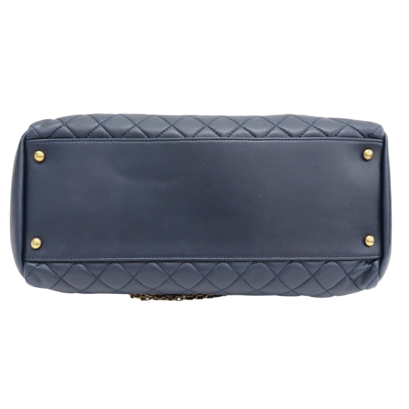 藍色 羊皮 JUST MADEMOISELLE 保齡球包 肩背包 金釦【CHANEL 香奈兒】 A50558-3