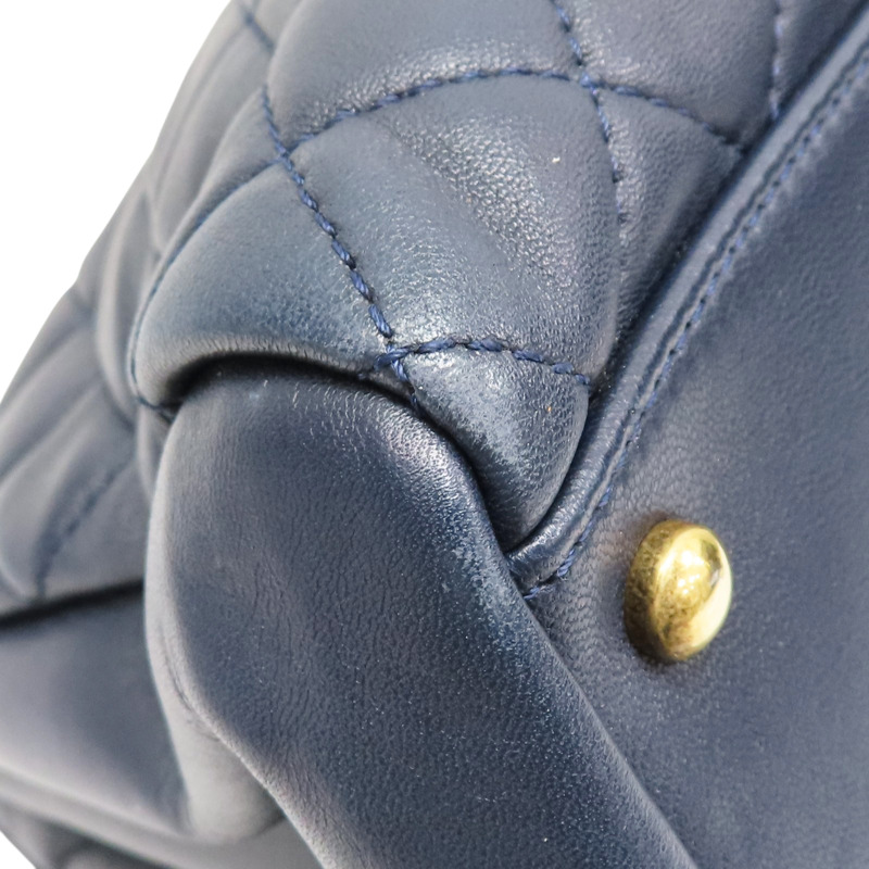 藍色 羊皮 JUST MADEMOISELLE 保齡球包 肩背包 金釦【CHANEL 香奈兒】 A50558-11