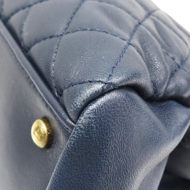 藍色 羊皮 JUST MADEMOISELLE 保齡球包 肩背包 金釦【CHANEL 香奈兒】 A50558-12