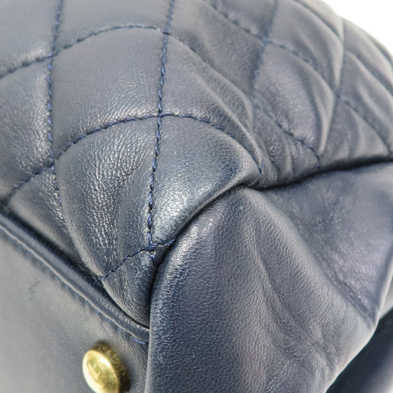 藍色 羊皮 JUST MADEMOISELLE 保齡球包 肩背包 金釦【CHANEL 香奈兒】 A50558-14