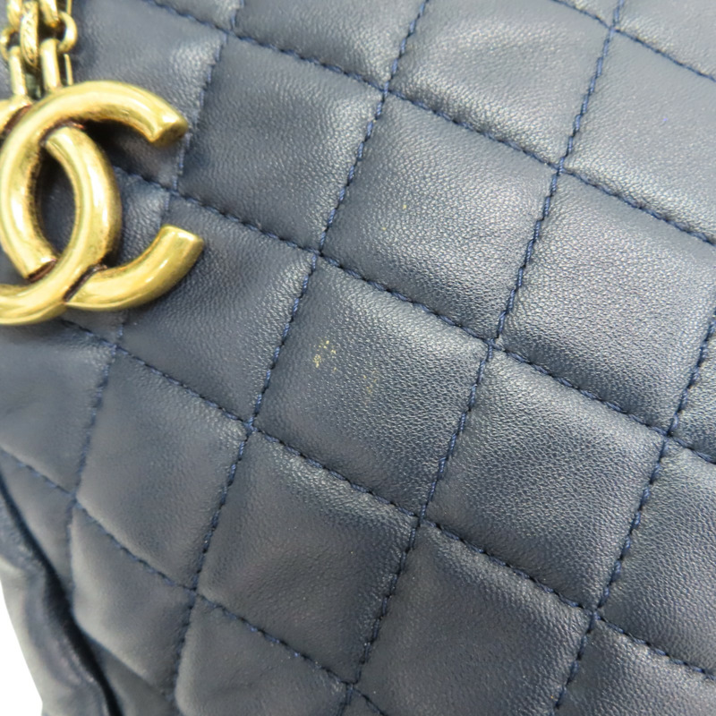 藍色 羊皮 JUST MADEMOISELLE 保齡球包 肩背包 金釦【CHANEL 香奈兒】 A50558-16