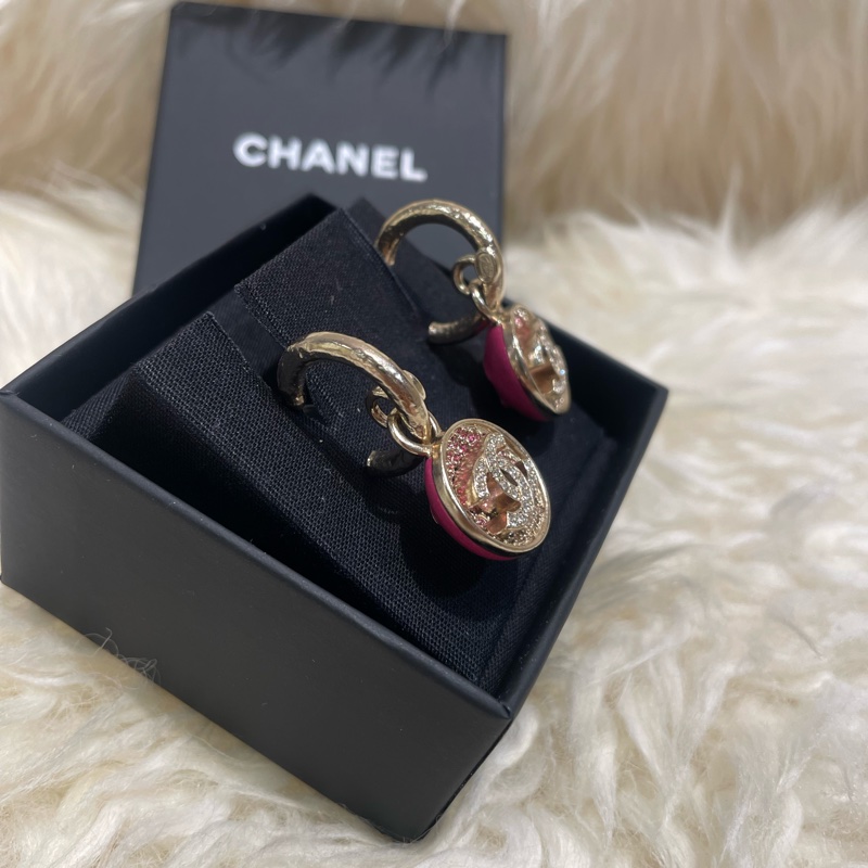 Chanel 粉鑽耳環-1