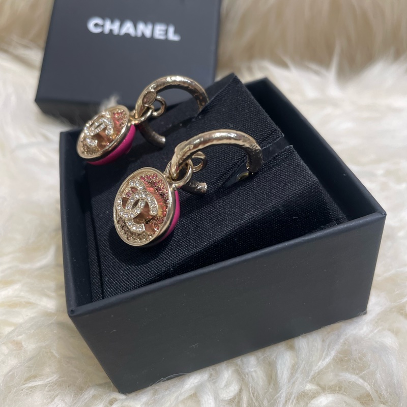 Chanel 粉鑽耳環-2