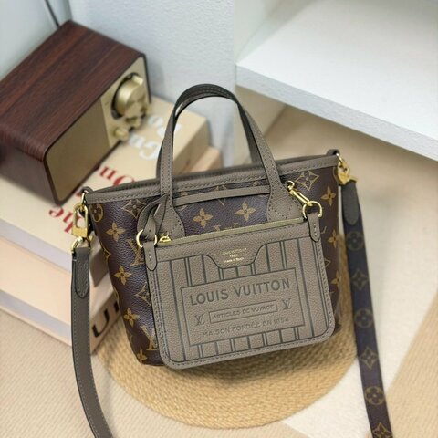 🏷LV 路易威登．Neverfull Inside Out MM 雙面小托特 芯片款 M28349
